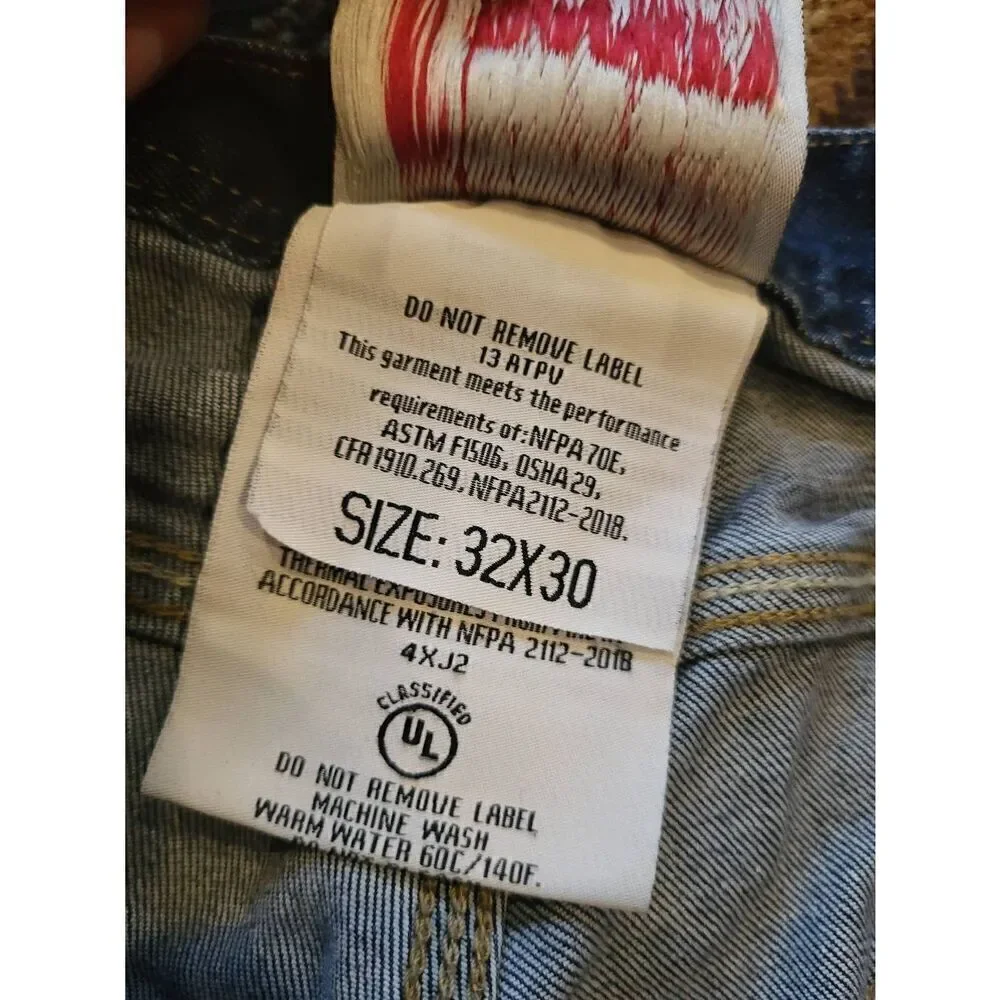 Oil And Gas Supply Jeans Men's 32 Blue Relaxed Bootcut Flame Resistant Light